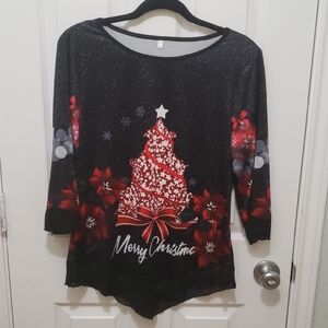 Christmas Tree Black and Red Women's Top